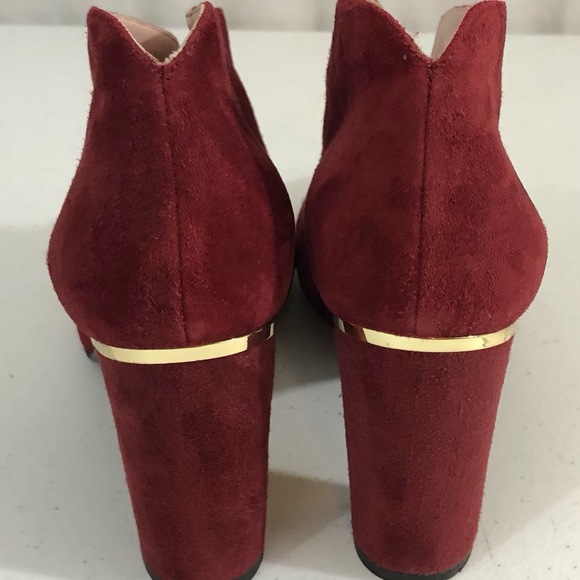 Kate Spade New York Ankle Boots Block Heels Women Maroon Made in Italy Size 8.5 - Picture 4 of 9